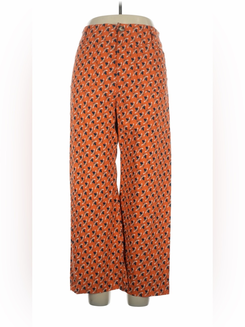 Anthropologie Maeve x Sarah Gordon Colette Cropped Bee Print Pants Size 14 - Picture 2 of 7